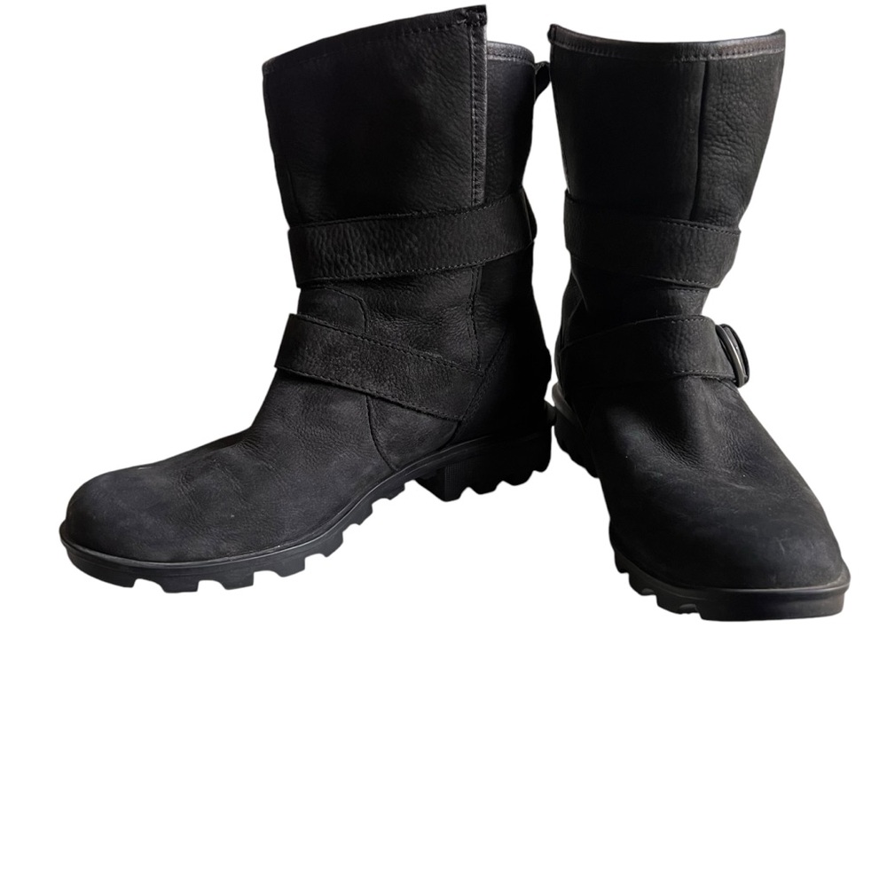Sorel Womens Black Suede Leather Phoenix Boots Moto Waterproof Buckle Size 10 - Picture 6 of 13